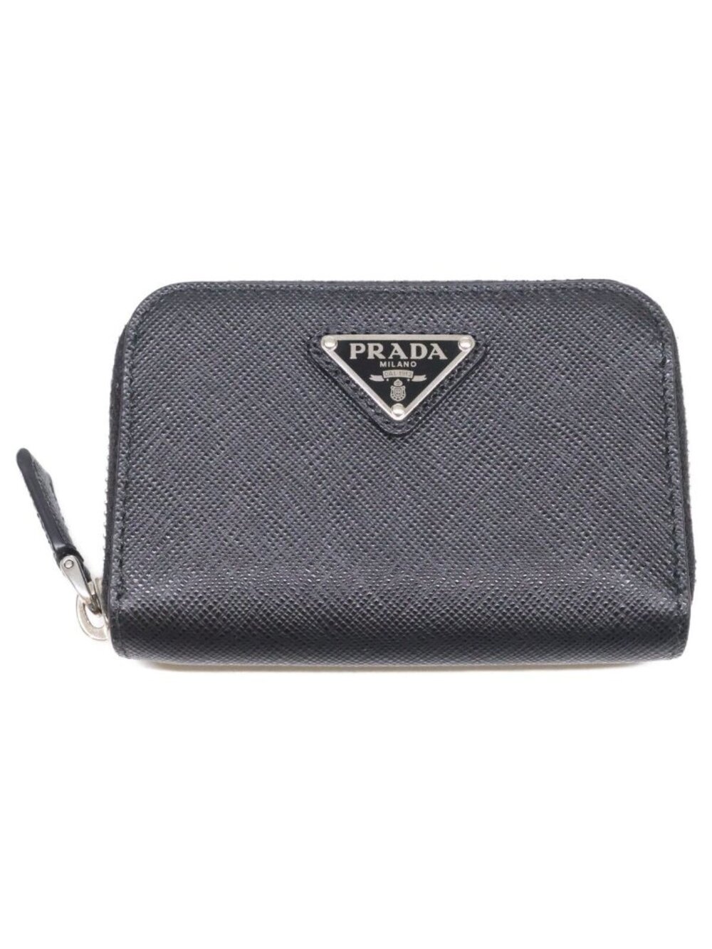 Prada 2 Triangle Coin Purse Black